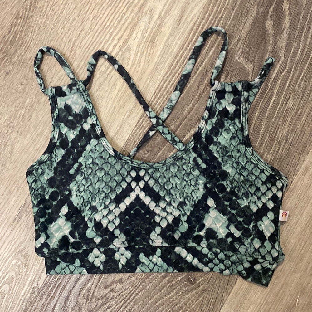 Shakti green animal print yoga sports bra